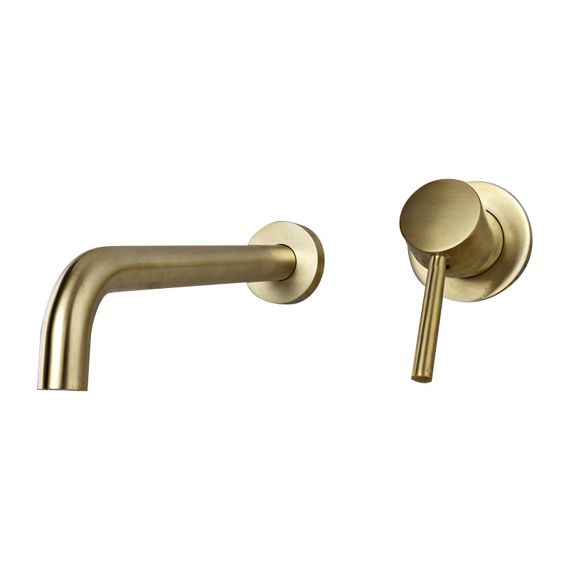 Wall Mounted Metal Tub Filler Low Arc Tubular Bathroom Faucet Clearhalo 'Bathroom Remodel & Bathroom Fixtures' 'Bathtub Faucets' 'bathtub_faucets' 'Home Improvement' 'home_improvement' 'home_improvement_bathtub_faucets' 7196709