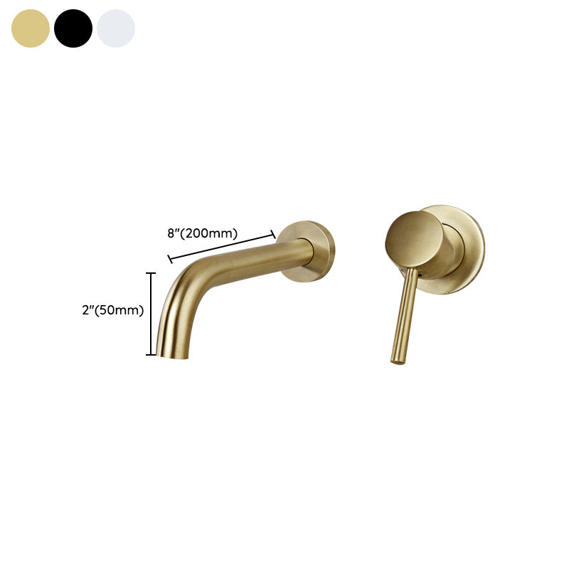 Wall Mounted Metal Tub Filler Low Arc Tubular Bathroom Faucet Clearhalo 'Bathroom Remodel & Bathroom Fixtures' 'Bathtub Faucets' 'bathtub_faucets' 'Home Improvement' 'home_improvement' 'home_improvement_bathtub_faucets' 7196730