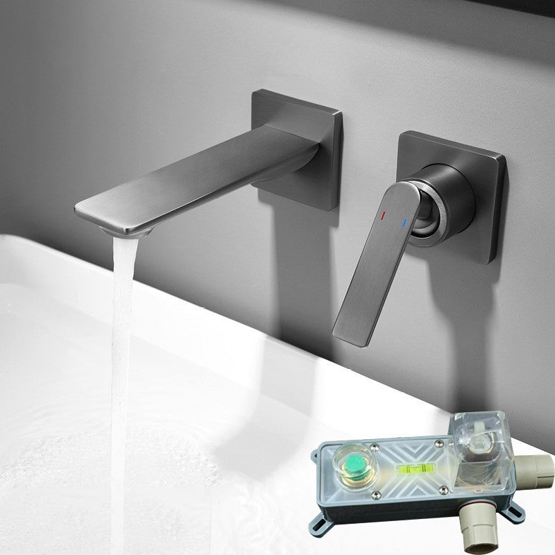 Traditional Wall Mounted Metal Tub Filler Low Arc Tub Faucet Trim Clearhalo 'Bathroom Remodel & Bathroom Fixtures' 'Bathtub Faucets' 'bathtub_faucets' 'Home Improvement' 'home_improvement' 'home_improvement_bathtub_faucets' 7196732