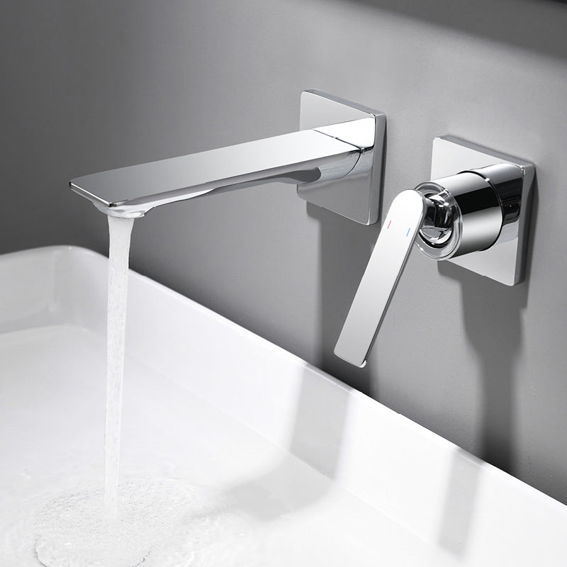 Traditional Wall Mounted Metal Tub Filler Low Arc Tub Faucet Trim Clearhalo 'Bathroom Remodel & Bathroom Fixtures' 'Bathtub Faucets' 'bathtub_faucets' 'Home Improvement' 'home_improvement' 'home_improvement_bathtub_faucets' 7196735