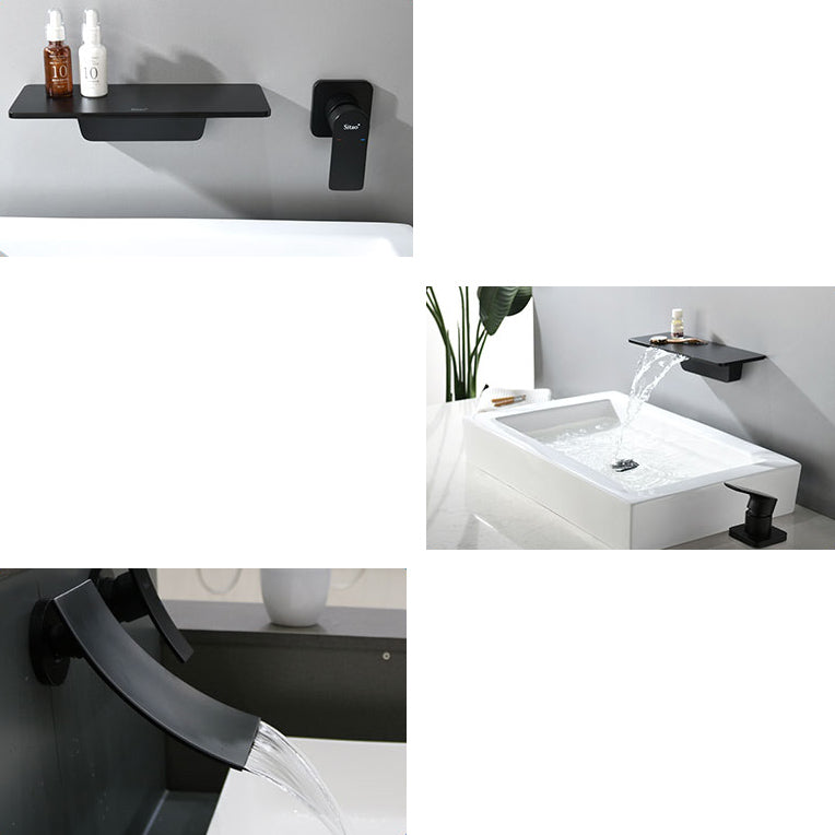 Wall Mounted Metal Tub Filler One Handles Waterfall Tub Faucet Trim Clearhalo 'Bathroom Remodel & Bathroom Fixtures' 'Bathtub Faucets' 'bathtub_faucets' 'Home Improvement' 'home_improvement' 'home_improvement_bathtub_faucets' 7196754