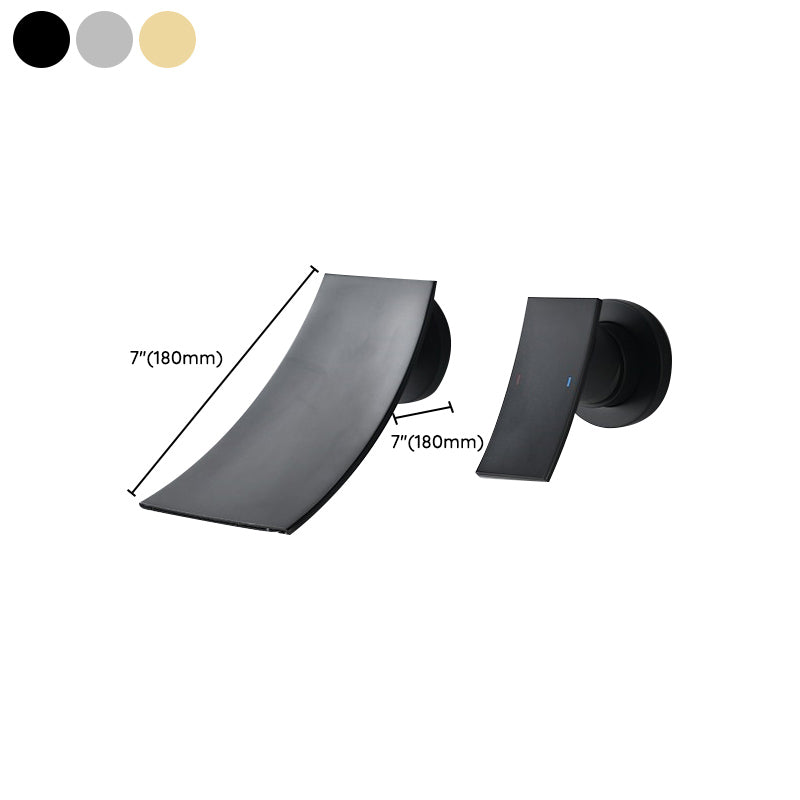 Wall Mounted Metal Tub Filler One Handles Waterfall Tub Faucet Trim Clearhalo 'Bathroom Remodel & Bathroom Fixtures' 'Bathtub Faucets' 'bathtub_faucets' 'Home Improvement' 'home_improvement' 'home_improvement_bathtub_faucets' 7196761