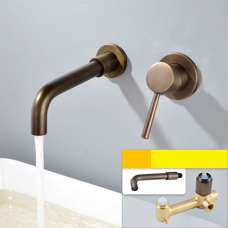 Contemporary Wall Mounted One Handle Kitchen Faucet Low Arch Water Filler Bronze Unibody Valve Clearhalo 'Bathroom Remodel & Bathroom Fixtures' 'Bathtub Faucets' 'bathtub_faucets' 'Home Improvement' 'home_improvement' 'home_improvement_bathtub_faucets' 7196764