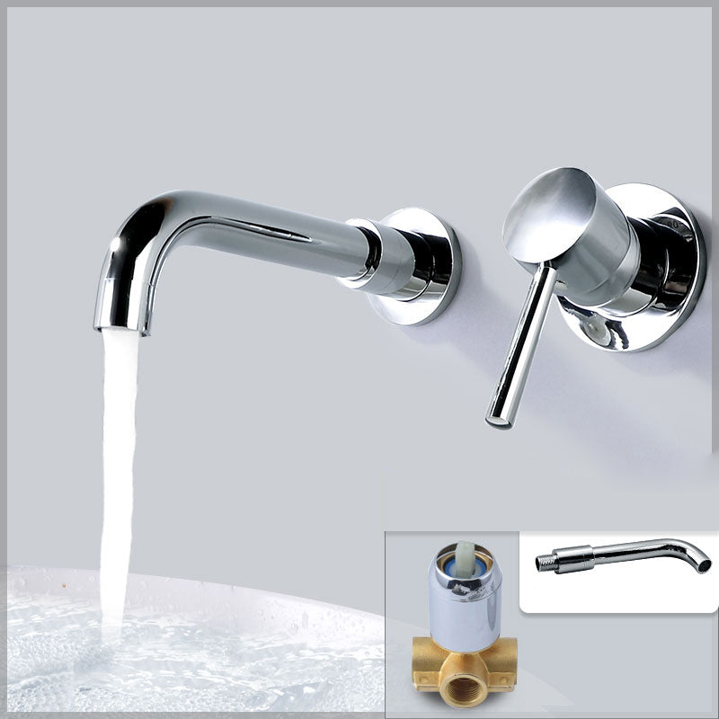 Contemporary Wall Mounted One Handle Kitchen Faucet Low Arch Water Filler Silver Split-Body Valve Clearhalo 'Bathroom Remodel & Bathroom Fixtures' 'Bathtub Faucets' 'bathtub_faucets' 'Home Improvement' 'home_improvement' 'home_improvement_bathtub_faucets' 7196766