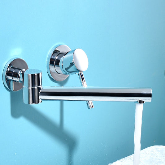 Contemporary Wall Mounted One Handle Kitchen Faucet Low Arch Water Filler Clearhalo 'Bathroom Remodel & Bathroom Fixtures' 'Bathtub Faucets' 'bathtub_faucets' 'Home Improvement' 'home_improvement' 'home_improvement_bathtub_faucets' 7196769