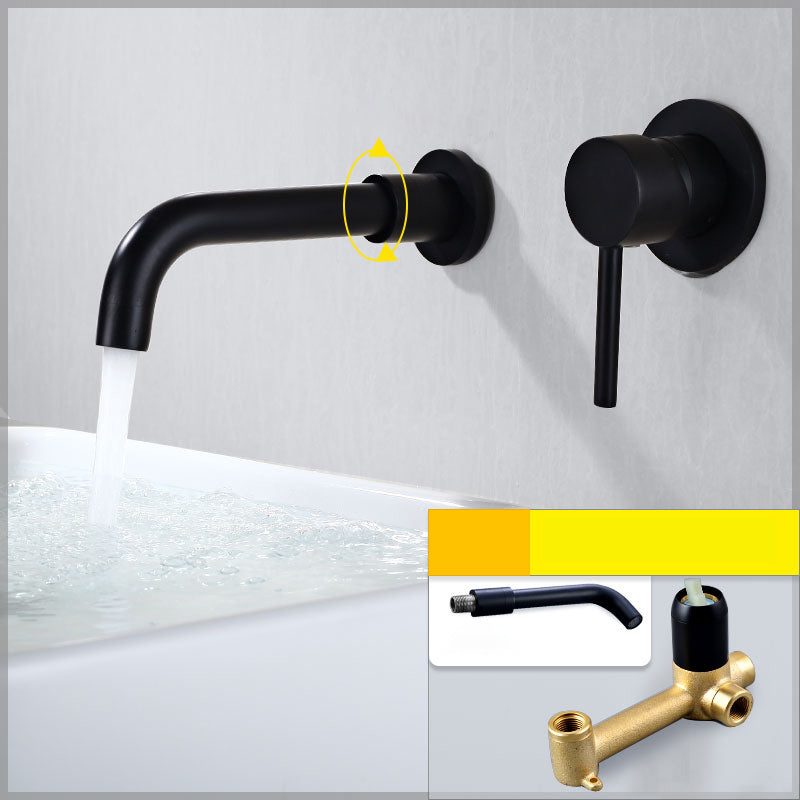 Contemporary Wall Mounted One Handle Kitchen Faucet Low Arch Water Filler Gloss Black Unibody Valve Clearhalo 'Bathroom Remodel & Bathroom Fixtures' 'Bathtub Faucets' 'bathtub_faucets' 'Home Improvement' 'home_improvement' 'home_improvement_bathtub_faucets' 7196775
