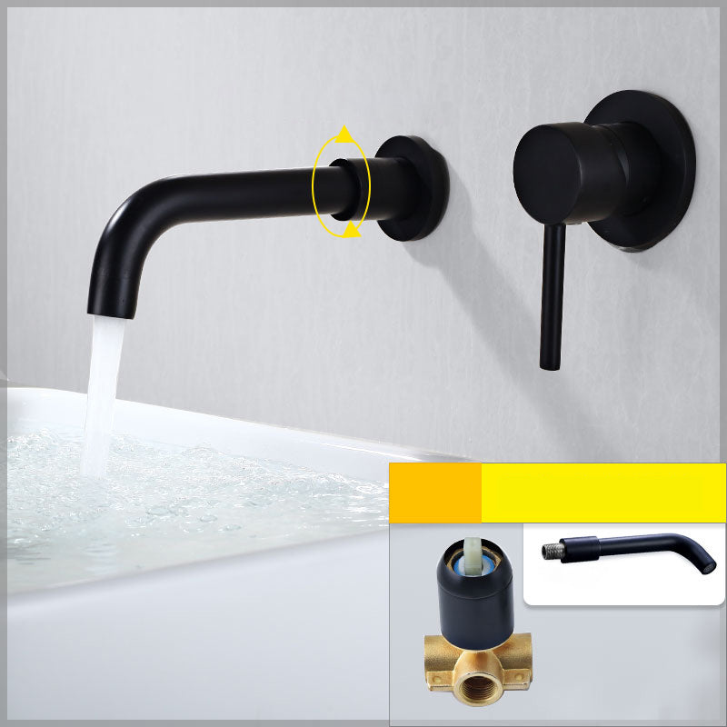 Contemporary Wall Mounted One Handle Kitchen Faucet Low Arch Water Filler Gloss Black Split-Body Valve Clearhalo 'Bathroom Remodel & Bathroom Fixtures' 'Bathtub Faucets' 'bathtub_faucets' 'Home Improvement' 'home_improvement' 'home_improvement_bathtub_faucets' 7196776