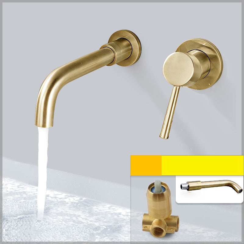 Contemporary Wall Mounted One Handle Kitchen Faucet Low Arch Water Filler Dark Gold Split-Body Valve Clearhalo 'Bathroom Remodel & Bathroom Fixtures' 'Bathtub Faucets' 'bathtub_faucets' 'Home Improvement' 'home_improvement' 'home_improvement_bathtub_faucets' 7196778