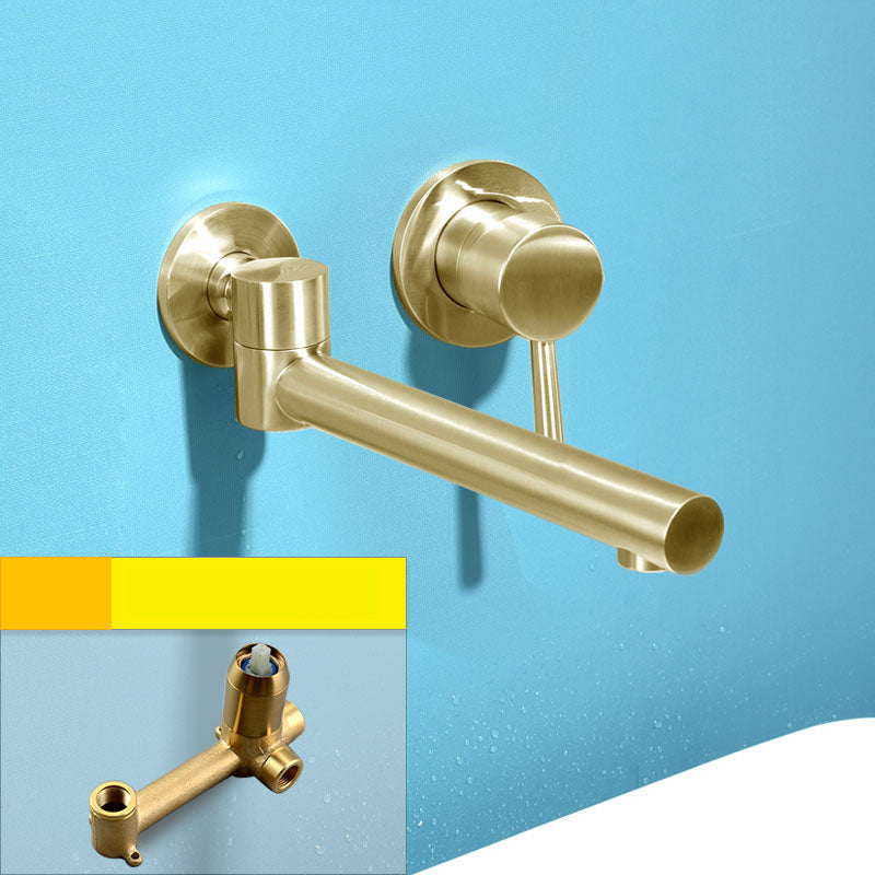 Contemporary Wall Mounted One Handle Kitchen Faucet Low Arch Water Filler Gold Unibody Valve Clearhalo 'Bathroom Remodel & Bathroom Fixtures' 'Bathtub Faucets' 'bathtub_faucets' 'Home Improvement' 'home_improvement' 'home_improvement_bathtub_faucets' 7196782