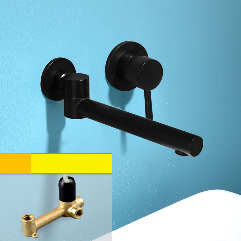 Contemporary Wall Mounted One Handle Kitchen Faucet Low Arch Water Filler Black Unibody Valve Clearhalo 'Bathroom Remodel & Bathroom Fixtures' 'Bathtub Faucets' 'bathtub_faucets' 'Home Improvement' 'home_improvement' 'home_improvement_bathtub_faucets' 7196784