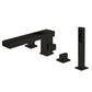 Brass Low Arc Bath Faucet with Hand Shower Square Bathroom Faucet Black Square 4 Hole Faucets Clearhalo 'Bathroom Remodel & Bathroom Fixtures' 'Bathtub Faucets' 'bathtub_faucets' 'Home Improvement' 'home_improvement' 'home_improvement_bathtub_faucets' 7196820