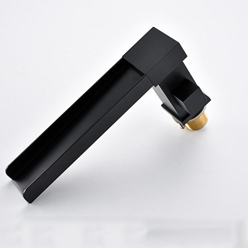 Brass Low Arc Bath Faucet with Hand Shower Square Bathroom Faucet Clearhalo 'Bathroom Remodel & Bathroom Fixtures' 'Bathtub Faucets' 'bathtub_faucets' 'Home Improvement' 'home_improvement' 'home_improvement_bathtub_faucets' 7196832