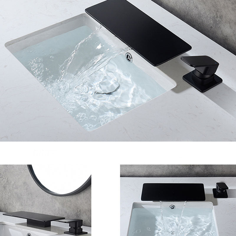 Square Brass Tub Faucet in Black with Single Handle Bathroom Faucet Clearhalo 'Bathroom Remodel & Bathroom Fixtures' 'Bathtub Faucets' 'bathtub_faucets' 'Home Improvement' 'home_improvement' 'home_improvement_bathtub_faucets' 7196859