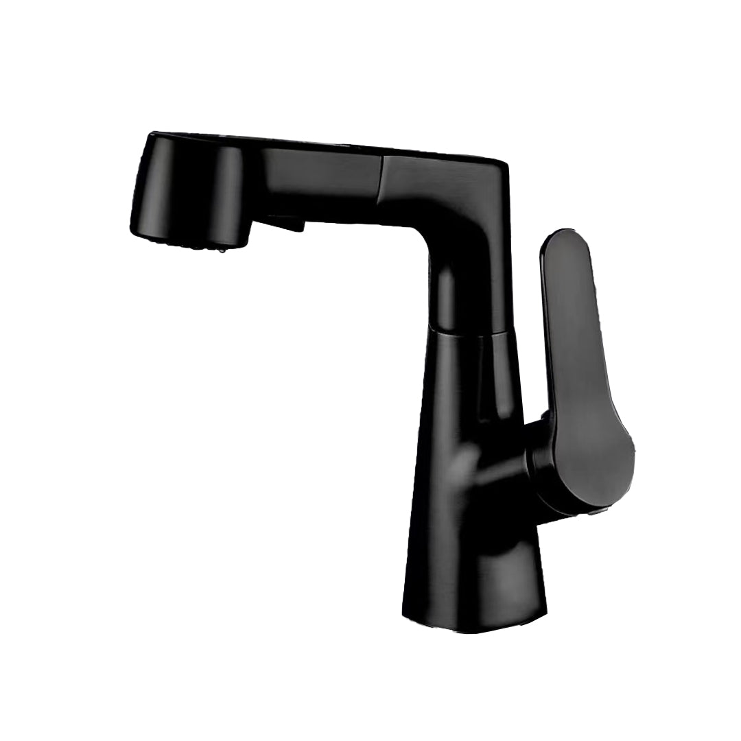 Modern Vessel Sink Faucet Lever Handle with Pull Down Sprayer Clearhalo 'Bathroom Remodel & Bathroom Fixtures' 'Bathroom Sink Faucets' 'Bathroom Sinks & Faucet Components' 'bathroom_sink_faucets' 'Home Improvement' 'home_improvement' 'home_improvement_bathroom_sink_faucets' 7197492