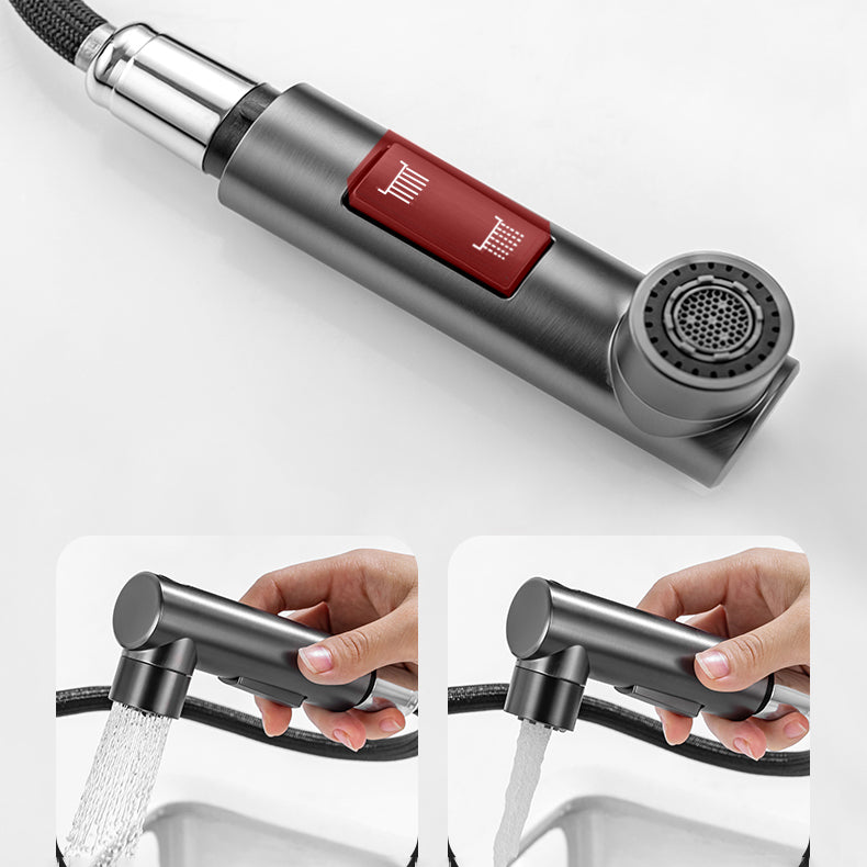 Modern Vessel Sink Faucet Lever Handle with Pull Down Sprayer Clearhalo 'Bathroom Remodel & Bathroom Fixtures' 'Bathroom Sink Faucets' 'Bathroom Sinks & Faucet Components' 'bathroom_sink_faucets' 'Home Improvement' 'home_improvement' 'home_improvement_bathroom_sink_faucets' 7197496