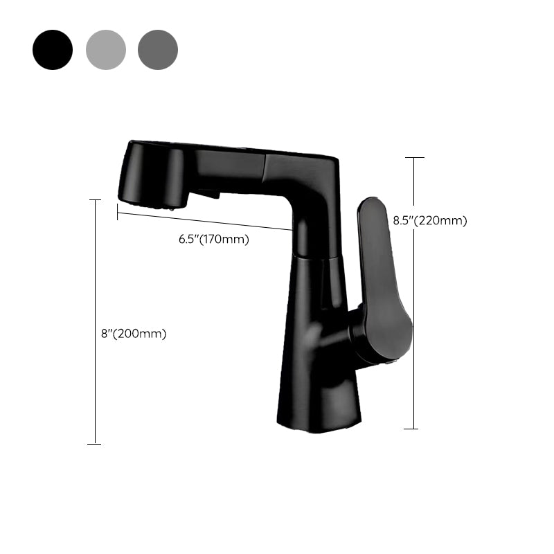 Modern Vessel Sink Faucet Lever Handle with Pull Down Sprayer Clearhalo 'Bathroom Remodel & Bathroom Fixtures' 'Bathroom Sink Faucets' 'Bathroom Sinks & Faucet Components' 'bathroom_sink_faucets' 'Home Improvement' 'home_improvement' 'home_improvement_bathroom_sink_faucets' 7197503