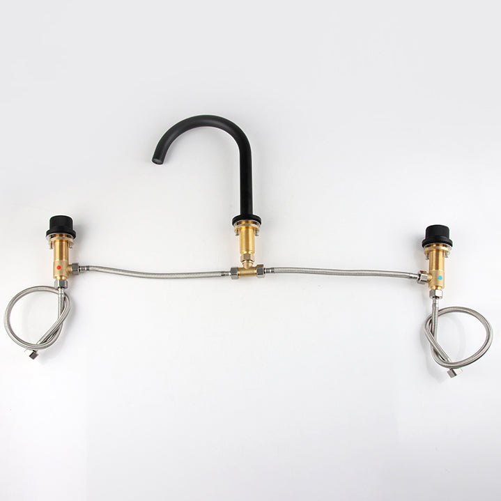 Widespread Bathroom Faucet Knob Handle Swivel Spout High-Arc Faucet Clearhalo 'Bathroom Remodel & Bathroom Fixtures' 'Bathroom Sink Faucets' 'Bathroom Sinks & Faucet Components' 'bathroom_sink_faucets' 'Home Improvement' 'home_improvement' 'home_improvement_bathroom_sink_faucets' 7197515