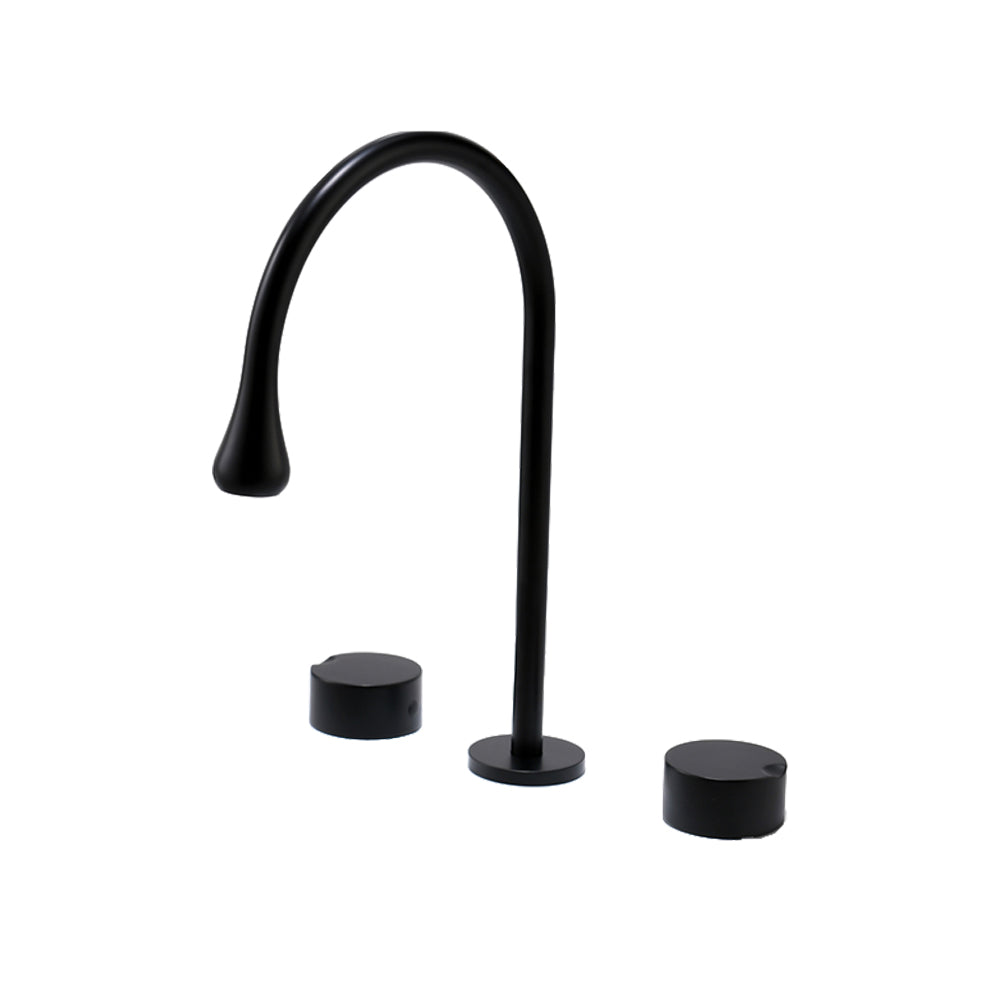 Wide Spread Bathroom Faucet Knob Handles 3 Holes Gooseneck Faucet Clearhalo 'Bathroom Remodel & Bathroom Fixtures' 'Bathroom Sink Faucets' 'Bathroom Sinks & Faucet Components' 'bathroom_sink_faucets' 'Home Improvement' 'home_improvement' 'home_improvement_bathroom_sink_faucets' 7197525