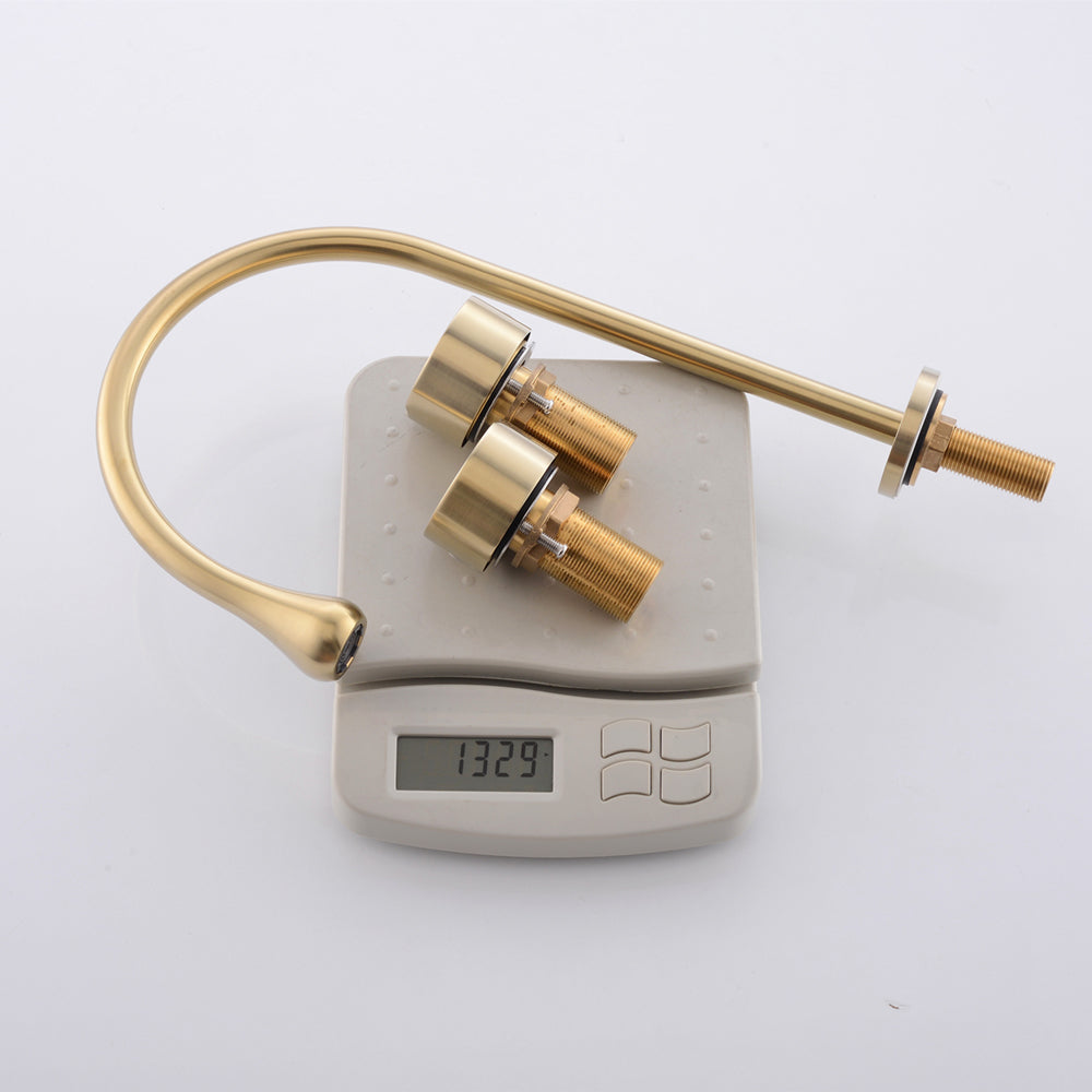 Wide Spread Bathroom Faucet Knob Handles 3 Holes Gooseneck Faucet Clearhalo 'Bathroom Remodel & Bathroom Fixtures' 'Bathroom Sink Faucets' 'Bathroom Sinks & Faucet Components' 'bathroom_sink_faucets' 'Home Improvement' 'home_improvement' 'home_improvement_bathroom_sink_faucets' 7197528