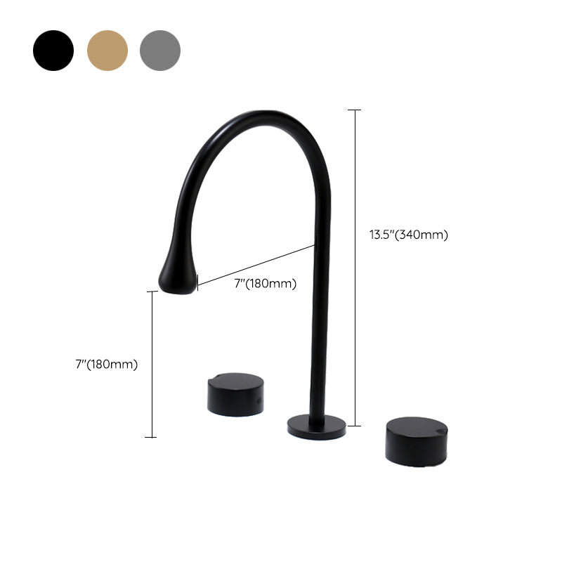 Wide Spread Bathroom Faucet Knob Handles 3 Holes Gooseneck Faucet Clearhalo 'Bathroom Remodel & Bathroom Fixtures' 'Bathroom Sink Faucets' 'Bathroom Sinks & Faucet Components' 'bathroom_sink_faucets' 'Home Improvement' 'home_improvement' 'home_improvement_bathroom_sink_faucets' 7197529