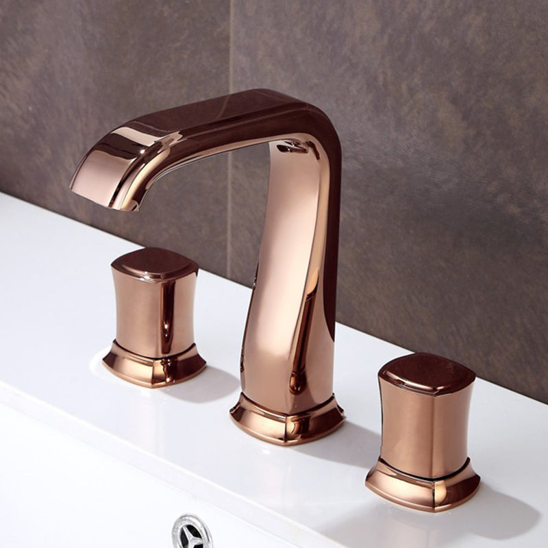 Glam Bathroom Vessel Faucet Knob Handles Low Arc Vessel Faucet Rose Gold Clearhalo 'Bathroom Remodel & Bathroom Fixtures' 'Bathroom Sink Faucets' 'Bathroom Sinks & Faucet Components' 'bathroom_sink_faucets' 'Home Improvement' 'home_improvement' 'home_improvement_bathroom_sink_faucets' 7197536