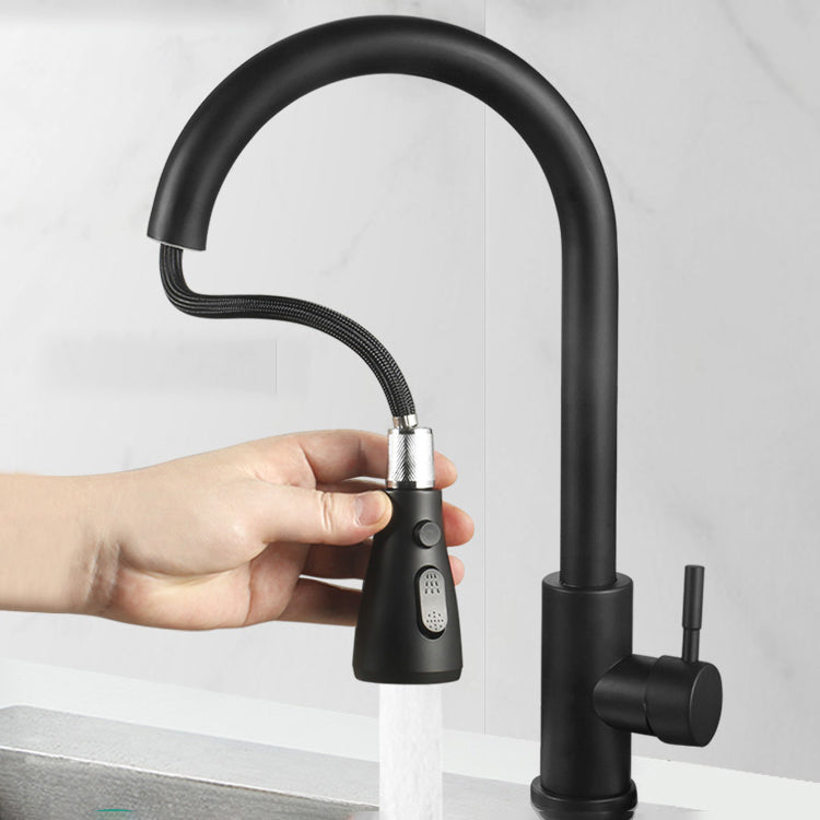 Modern Style Kitchen Faucet 304 Stainless Steel High Arc Pull Down Kitchen Faucet Clearhalo 'Home Improvement' 'home_improvement' 'home_improvement_kitchen_faucets' 'Kitchen Faucets' 'Kitchen Remodel & Kitchen Fixtures' 'Kitchen Sinks & Faucet Components' 'kitchen_faucets' 7197584