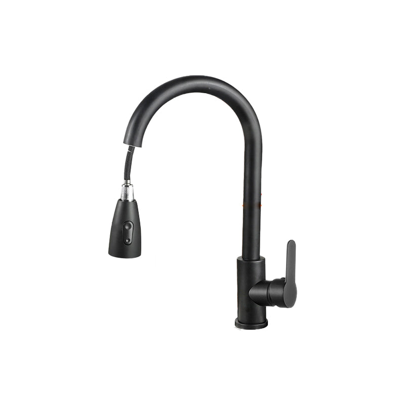 Modern Style Kitchen Faucet 304 Stainless Steel High Arc Pull Down Kitchen Faucet Black Pull out & Cold and Hot Faucet Supply Lines Included Clearhalo 'Home Improvement' 'home_improvement' 'home_improvement_kitchen_faucets' 'Kitchen Faucets' 'Kitchen Remodel & Kitchen Fixtures' 'Kitchen Sinks & Faucet Components' 'kitchen_faucets' 7197586