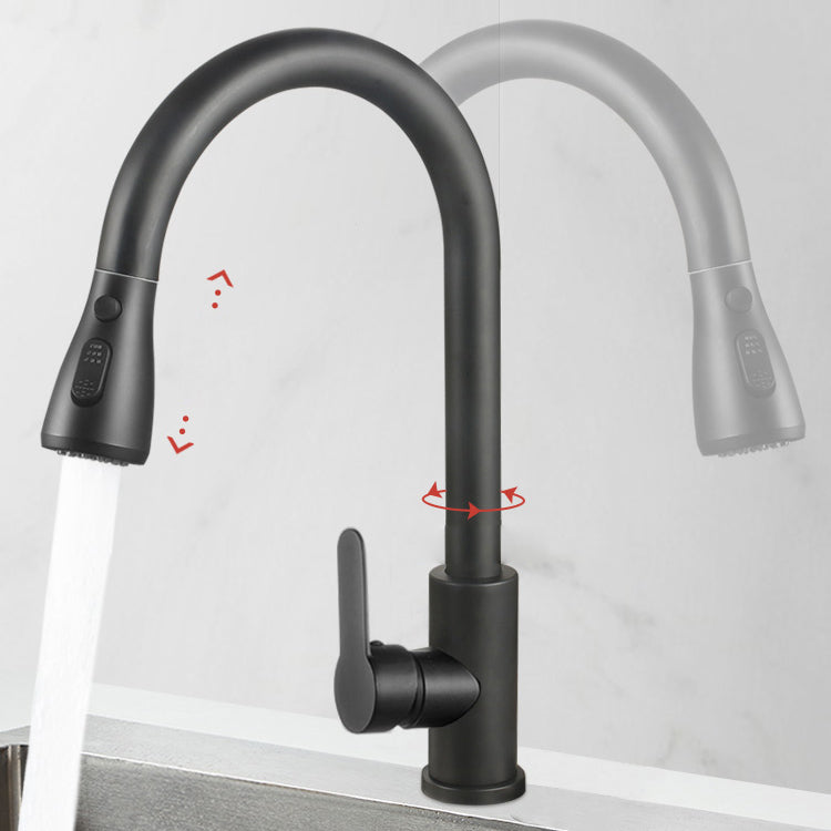 Modern Style Kitchen Faucet 304 Stainless Steel High Arc Pull Down Kitchen Faucet Clearhalo 'Home Improvement' 'home_improvement' 'home_improvement_kitchen_faucets' 'Kitchen Faucets' 'Kitchen Remodel & Kitchen Fixtures' 'Kitchen Sinks & Faucet Components' 'kitchen_faucets' 7197587