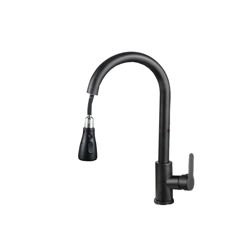 Modern Style Kitchen Faucet 304 Stainless Steel High Arc Pull Down Kitchen Faucet Black Pull out & Cold Faucet Supply Lines Included Clearhalo 'Home Improvement' 'home_improvement' 'home_improvement_kitchen_faucets' 'Kitchen Faucets' 'Kitchen Remodel & Kitchen Fixtures' 'Kitchen Sinks & Faucet Components' 'kitchen_faucets' 7197592