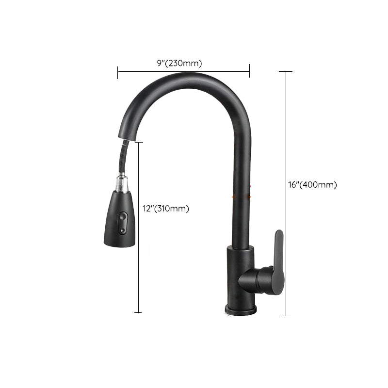 Modern Style Kitchen Faucet 304 Stainless Steel High Arc Pull Down Kitchen Faucet Clearhalo 'Home Improvement' 'home_improvement' 'home_improvement_kitchen_faucets' 'Kitchen Faucets' 'Kitchen Remodel & Kitchen Fixtures' 'Kitchen Sinks & Faucet Components' 'kitchen_faucets' 7197597