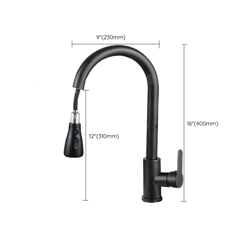 Modern Style Kitchen Faucet 304 Stainless Steel High Arc Pull Down Kitchen Faucet Clearhalo 'Home Improvement' 'home_improvement' 'home_improvement_kitchen_faucets' 'Kitchen Faucets' 'Kitchen Remodel & Kitchen Fixtures' 'Kitchen Sinks & Faucet Components' 'kitchen_faucets' 7197598