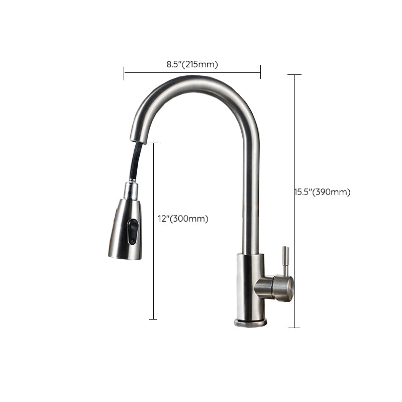 Modern Style Kitchen Faucet 304 Stainless Steel High Arc Pull Down Kitchen Faucet Clearhalo 'Home Improvement' 'home_improvement' 'home_improvement_kitchen_faucets' 'Kitchen Faucets' 'Kitchen Remodel & Kitchen Fixtures' 'Kitchen Sinks & Faucet Components' 'kitchen_faucets' 7197600