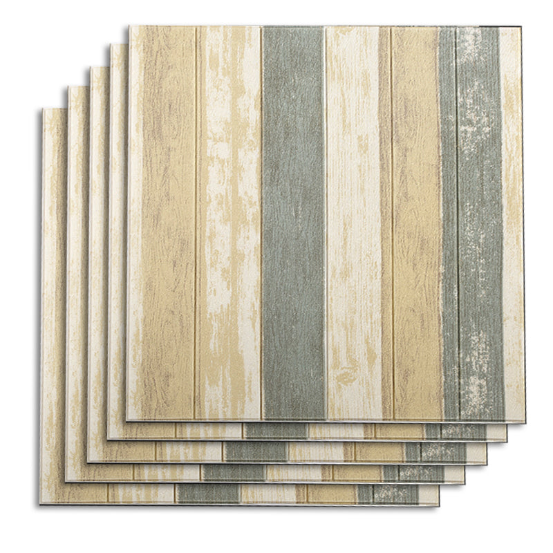 Contemporary Wall Paneling Waterproof Wall Paneling with Wood Look Yellow-Green 10-Piece Set Clearhalo 'Flooring 'Home Improvement' 'home_improvement' 'home_improvement_wall_paneling' 'Wall Paneling' 'wall_paneling' 'Walls & Ceilings' Walls and Ceiling' 7197714