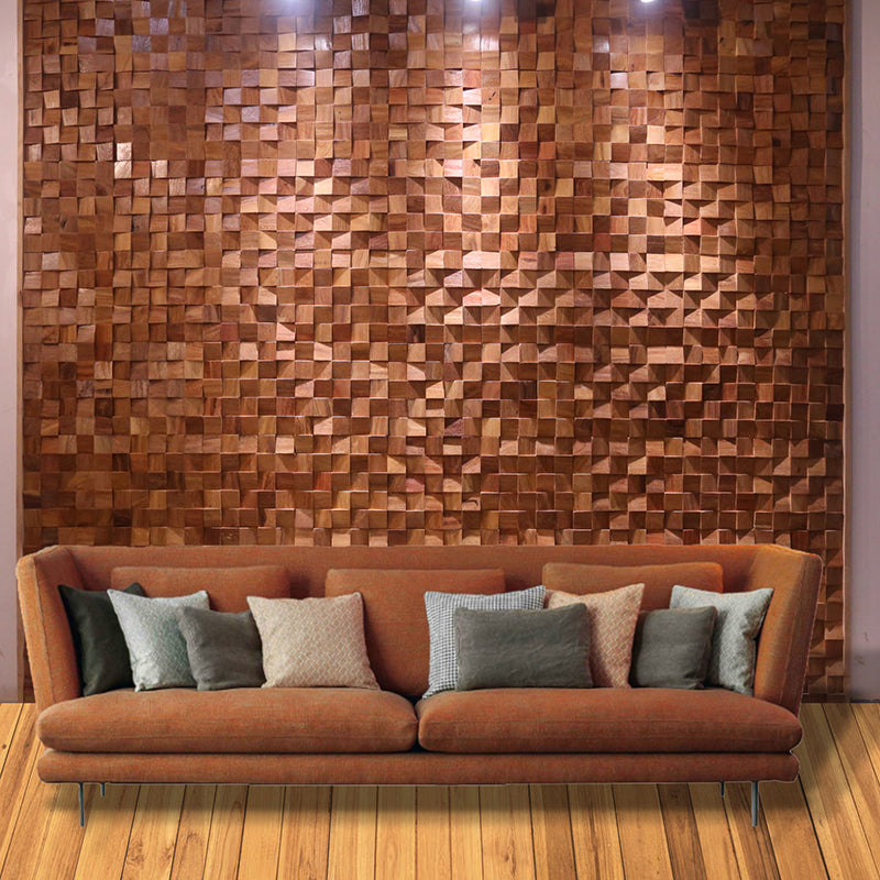 Brown Wood Wall Panel Indoor Mosaic Modern Glue Down Wall Panel Clearhalo 'Flooring 'Home Improvement' 'home_improvement' 'home_improvement_wall_paneling' 'Wall Paneling' 'wall_paneling' 'Walls & Ceilings' Walls and Ceiling' 7197744