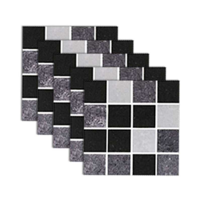 PVC Mosaic Tile Waterproof Peel and Stick Backsplash for Kitchen and Bathroom Black 1 Set for Wallboard (18 Pieces * 1) Clearhalo 'Flooring 'Home Improvement' 'home_improvement' 'home_improvement_peel_stick_blacksplash' 'Peel & Stick Backsplash Tile' 'peel_stick_blacksplash' 'Walls & Ceilings' Walls and Ceiling' 7197917