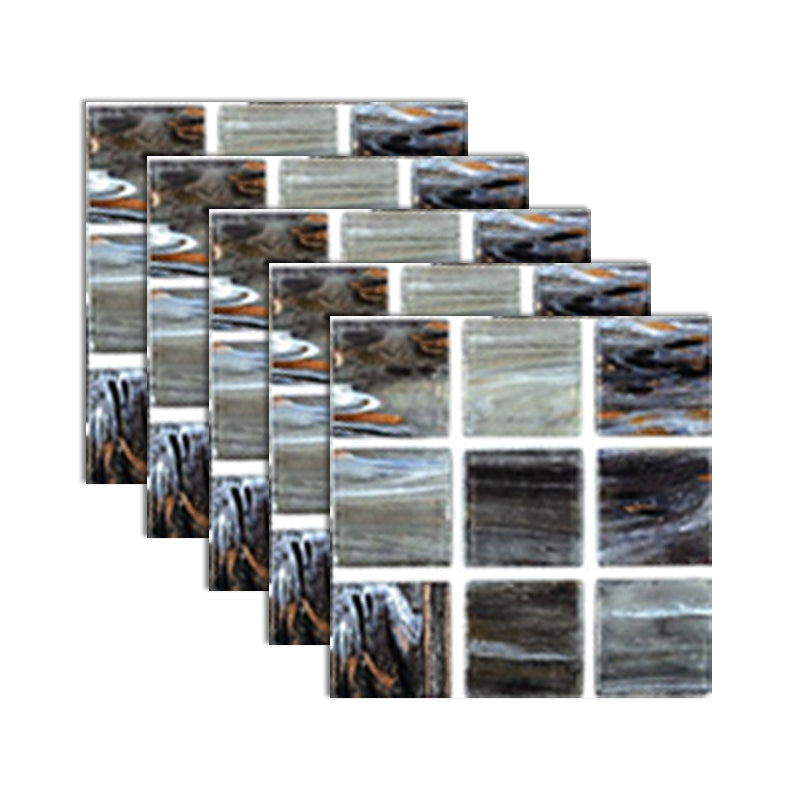 PVC Mosaic Tile Waterproof Peel and Stick Backsplash for Kitchen and Bathroom Green-Black 1 Set for Wallboard (18 Pieces * 1) Clearhalo 'Flooring 'Home Improvement' 'home_improvement' 'home_improvement_peel_stick_blacksplash' 'Peel & Stick Backsplash Tile' 'peel_stick_blacksplash' 'Walls & Ceilings' Walls and Ceiling' 7197919