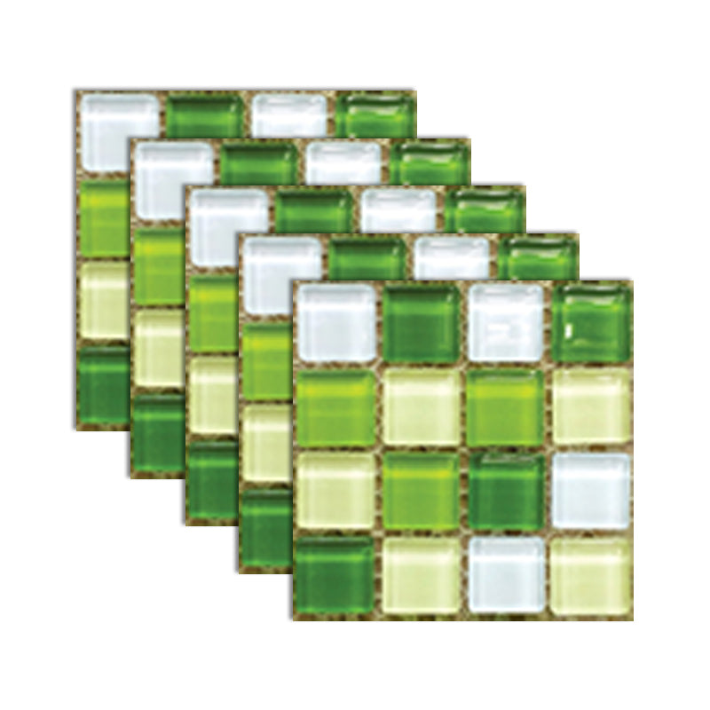 PVC Mosaic Tile Waterproof Peel and Stick Backsplash for Kitchen and Bathroom Green 1 Set for Wallboard (18 Pieces * 1) Clearhalo 'Flooring 'Home Improvement' 'home_improvement' 'home_improvement_peel_stick_blacksplash' 'Peel & Stick Backsplash Tile' 'peel_stick_blacksplash' 'Walls & Ceilings' Walls and Ceiling' 7197921