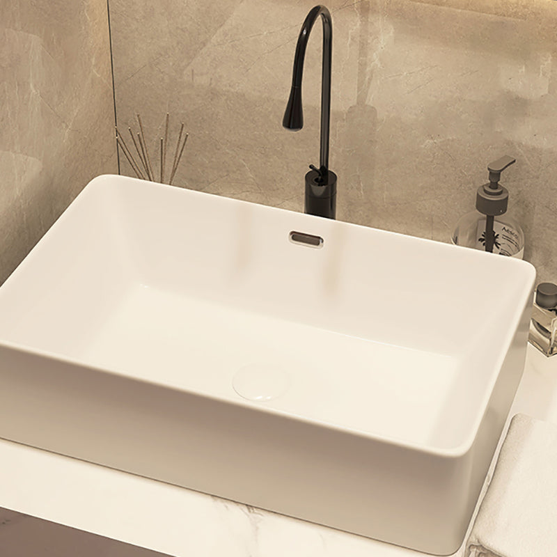 Modern Style White Bathroom Sink Rectangle Ceramic Bathroom Sink Clearhalo 'Bathroom Remodel & Bathroom Fixtures' 'Bathroom Sinks & Faucet Components' 'Bathroom Sinks' 'bathroom_sink' 'Home Improvement' 'home_improvement' 'home_improvement_bathroom_sink' 7198347
