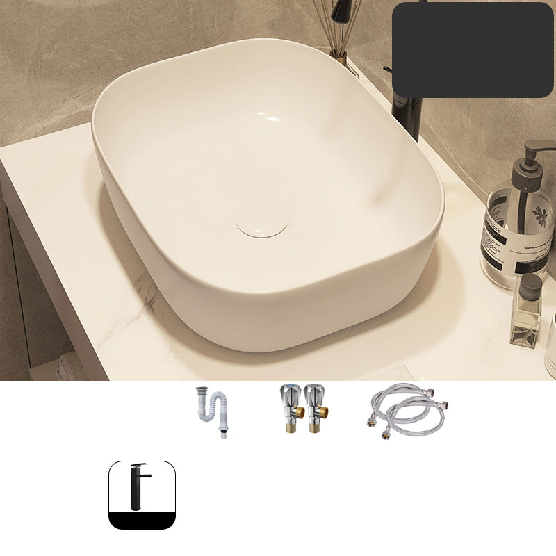 Modern Style White Bathroom Sink Rectangle Ceramic Bathroom Sink 18"L x 13"W x 5"H Cold and Hot Faucet Included Sink with Faucet Clearhalo 'Bathroom Remodel & Bathroom Fixtures' 'Bathroom Sinks & Faucet Components' 'Bathroom Sinks' 'bathroom_sink' 'Home Improvement' 'home_improvement' 'home_improvement_bathroom_sink' 7198350
