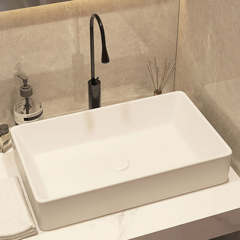 Modern Style White Bathroom Sink Rectangle Ceramic Bathroom Sink Clearhalo 'Bathroom Remodel & Bathroom Fixtures' 'Bathroom Sinks & Faucet Components' 'Bathroom Sinks' 'bathroom_sink' 'Home Improvement' 'home_improvement' 'home_improvement_bathroom_sink' 7198352