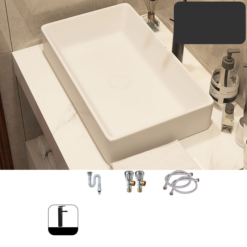 Modern Style White Bathroom Sink Rectangle Ceramic Bathroom Sink 20"L x 13"W x 4"H Cold and Hot Faucet Included Sink with Faucet Clearhalo 'Bathroom Remodel & Bathroom Fixtures' 'Bathroom Sinks & Faucet Components' 'Bathroom Sinks' 'bathroom_sink' 'Home Improvement' 'home_improvement' 'home_improvement_bathroom_sink' 7198354
