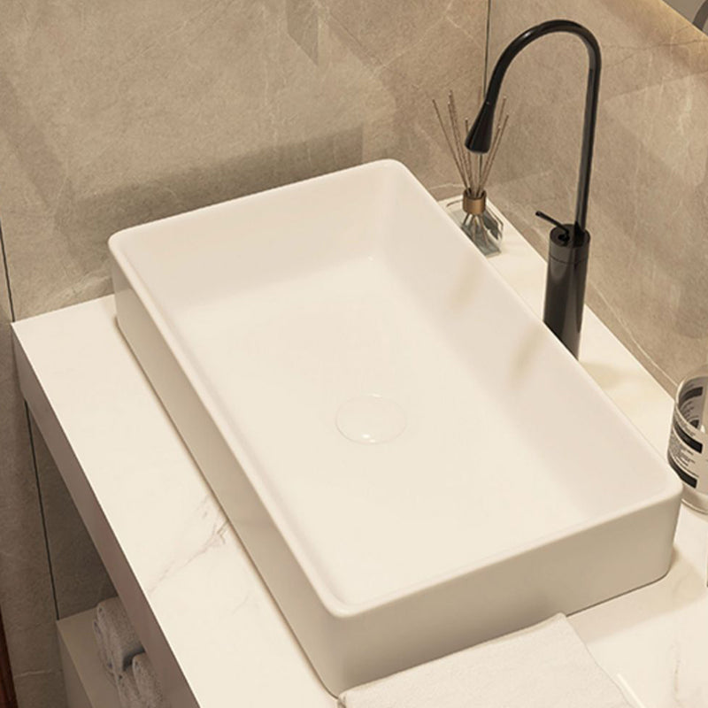 Modern Style White Bathroom Sink Rectangle Ceramic Bathroom Sink Clearhalo 'Bathroom Remodel & Bathroom Fixtures' 'Bathroom Sinks & Faucet Components' 'Bathroom Sinks' 'bathroom_sink' 'Home Improvement' 'home_improvement' 'home_improvement_bathroom_sink' 7198364