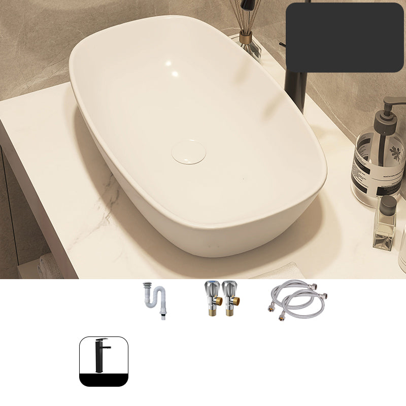 Modern Style White Bathroom Sink Rectangle Ceramic Bathroom Sink 20"L x 15"W x 5"H Cold and Hot Faucet Included Sink with Faucet Clearhalo 'Bathroom Remodel & Bathroom Fixtures' 'Bathroom Sinks & Faucet Components' 'Bathroom Sinks' 'bathroom_sink' 'Home Improvement' 'home_improvement' 'home_improvement_bathroom_sink' 7198365
