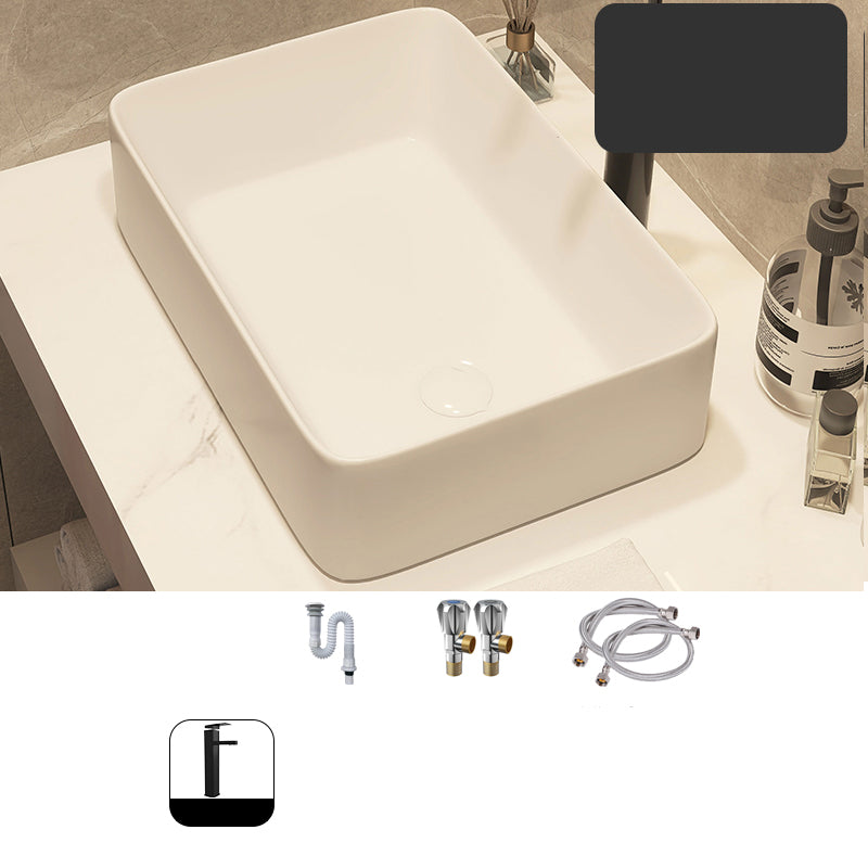 Modern Style White Bathroom Sink Rectangle Ceramic Bathroom Sink 20"L x 13"W x 5"H Cold and Hot Faucet Included Sink with Faucet Clearhalo 'Bathroom Remodel & Bathroom Fixtures' 'Bathroom Sinks & Faucet Components' 'Bathroom Sinks' 'bathroom_sink' 'Home Improvement' 'home_improvement' 'home_improvement_bathroom_sink' 7198369