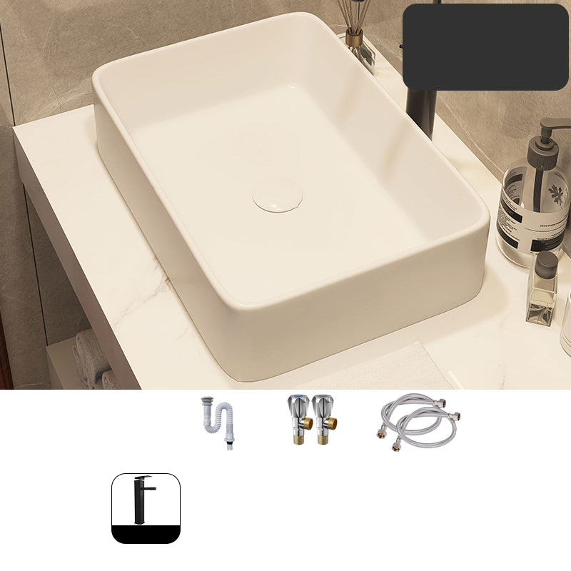 Modern Style White Bathroom Sink Rectangle Ceramic Bathroom Sink 21"L x 15"W x 5"H Cold and Hot Faucet Included Sink with Faucet Clearhalo 'Bathroom Remodel & Bathroom Fixtures' 'Bathroom Sinks & Faucet Components' 'Bathroom Sinks' 'bathroom_sink' 'Home Improvement' 'home_improvement' 'home_improvement_bathroom_sink' 7198377