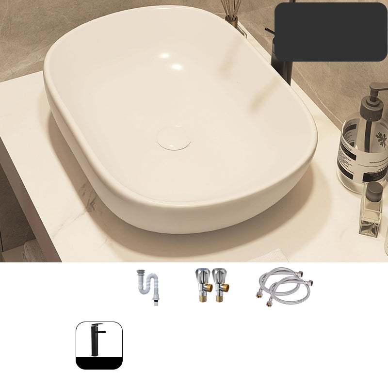 Modern Style White Bathroom Sink Rectangle Ceramic Bathroom Sink 23"L x 16"W x 6"H Cold and Hot Faucet Included Sink with Faucet Clearhalo 'Bathroom Remodel & Bathroom Fixtures' 'Bathroom Sinks & Faucet Components' 'Bathroom Sinks' 'bathroom_sink' 'Home Improvement' 'home_improvement' 'home_improvement_bathroom_sink' 7198379