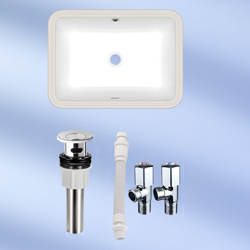 Modern Style Bathroom Sink Overflow Hole Design Undermount Ceramic Bathroom Sink Angle Valve & Drainer Sink Rectangular Clearhalo 'Bathroom Remodel & Bathroom Fixtures' 'Bathroom Sinks & Faucet Components' 'Bathroom Sinks' 'bathroom_sink' 'Home Improvement' 'home_improvement' 'home_improvement_bathroom_sink' 7198397