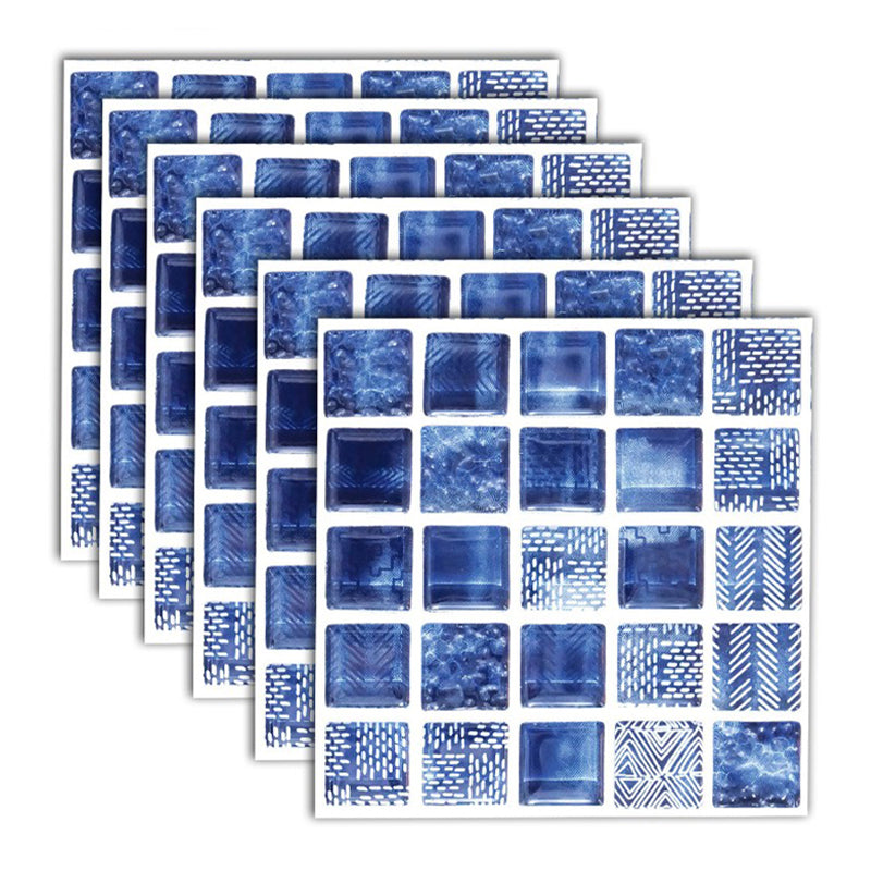 Mosaic Tile Wallpaper PVC Waterproof Peel & Stick Mosaic Tile Royal Blue 6-Piece Set Clearhalo 'Flooring 'Home Improvement' 'home_improvement' 'home_improvement_peel_stick_blacksplash' 'Peel & Stick Backsplash Tile' 'peel_stick_blacksplash' 'Walls & Ceilings' Walls and Ceiling' 7198656