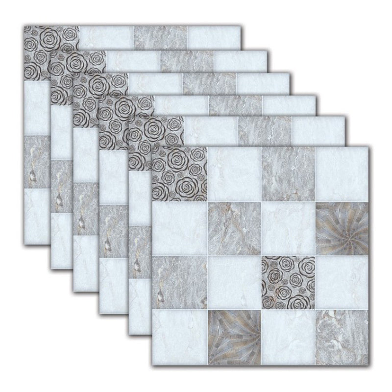 Mosaic Tile Wallpaper PVC Waterproof Peel & Stick Mosaic Tile Light Gray-White 6-Piece Set Clearhalo 'Flooring 'Home Improvement' 'home_improvement' 'home_improvement_peel_stick_blacksplash' 'Peel & Stick Backsplash Tile' 'peel_stick_blacksplash' 'Walls & Ceilings' Walls and Ceiling' 7198658