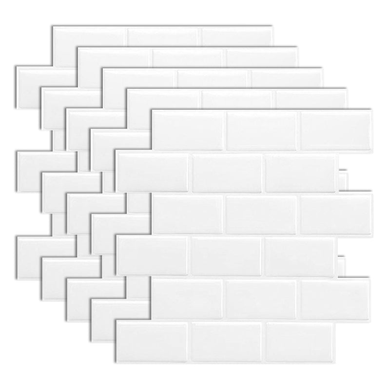 Subway Tile Wallpaper Plastic Waterproof Peel & Stick Subway Tile White 5-Piece Set Clearhalo 'Flooring 'Home Improvement' 'home_improvement' 'home_improvement_peel_stick_blacksplash' 'Peel & Stick Backsplash Tile' 'peel_stick_blacksplash' 'Walls & Ceilings' Walls and Ceiling' 7198672